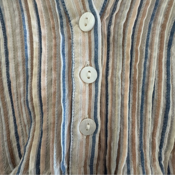 Veronica Beard Marieta Striped Lurex Pintuck Flutter-Sleeve Tunic Dress Small - Picture 8 of 10